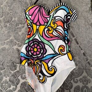 Source Unknown Multicolor Floral One Piece Swimsuit
